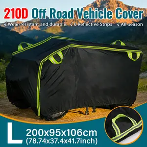 210D Oxford Fabric All Weather Vehicle Cover L 200x95x106cm Waterproof UV Protection for ATV Forklift Scooter Lawn Mower 4 Wheeler with Buckle