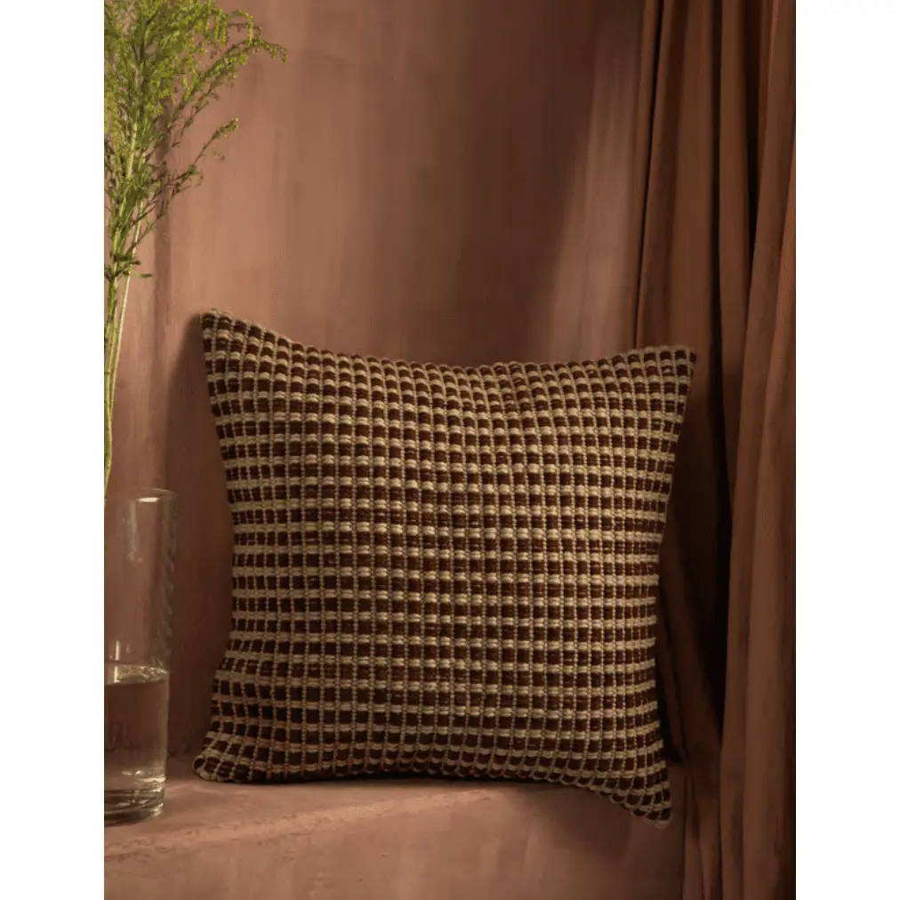 Brown Honeycomb Wool Pillow