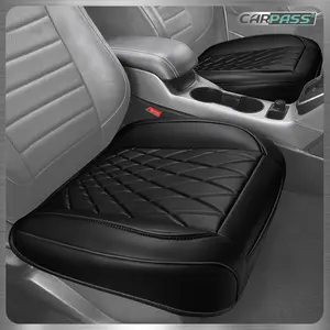 CAR PASS 2 Pack Leather Front Car Seat Covers, Full Wrapped Bottom Seat Covers with Storage Pocket, Anti-Slip Waterproof Cushion Pad, Universal fit Interior Automotive