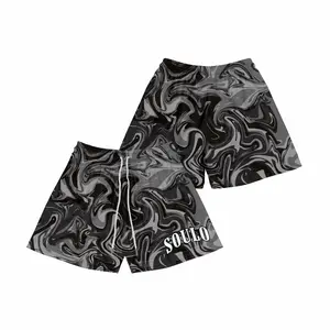 5 Inches Inseam Colorful Marble Print Tropical Camouflage Casual Mesh Viral Camo Chic Fitted Trend Mid Waist Shorts For Men & Women, Breathable & Versatile for Basketball, Golf, Beach, Gym, Running - Streetwear & Unisex Style Workout Summer Clothing