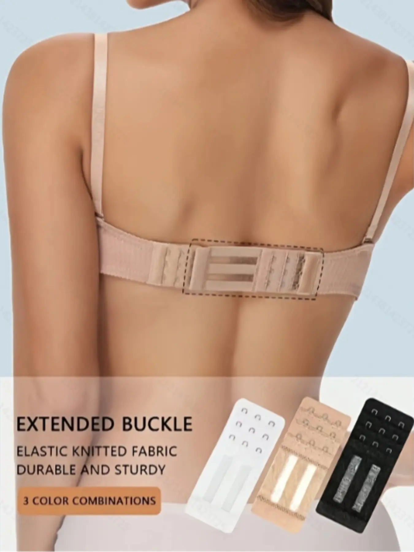 Women's Adjustable Bra Extender Set, Adjustable Extensions, Comfortable Knit Elastic Knitted Quality Fabric Durability And Soft Texture 3-Piece Everyday Bra Accessories, Perfect Fit Bras, Essential Women's Underwear Accessory, Lingerie, Womenswear