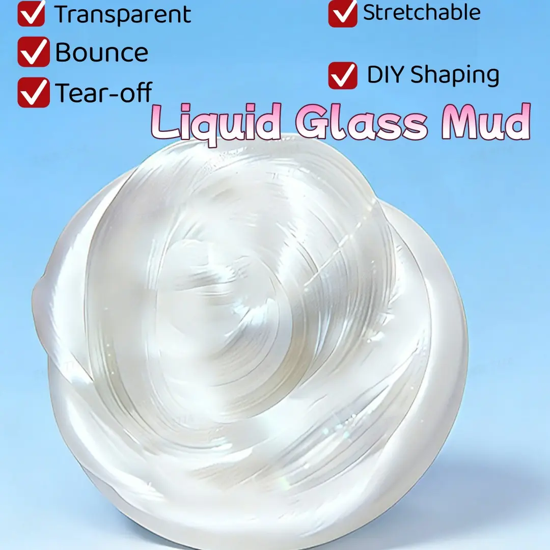 Non-Newtonian Fluid Liquid Glass Bounce Clay DIY Slime Crystal Mud, Ultra Transparent Ice Cube Stress Relieving Cube Stress Relief Toy, Soft Stretchy Squeeze, Soft Slime Stressball, Decompression Ball, Soft Squishy Fidget, Boxed