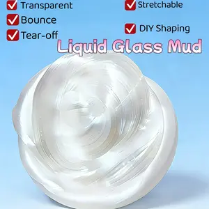 Non-Newtonian Fluid Liquid Glass Bounce Clay DIY Slime Crystal Mud, Ultra Transparent Ice Cube Stress Relief Toy, Boxed