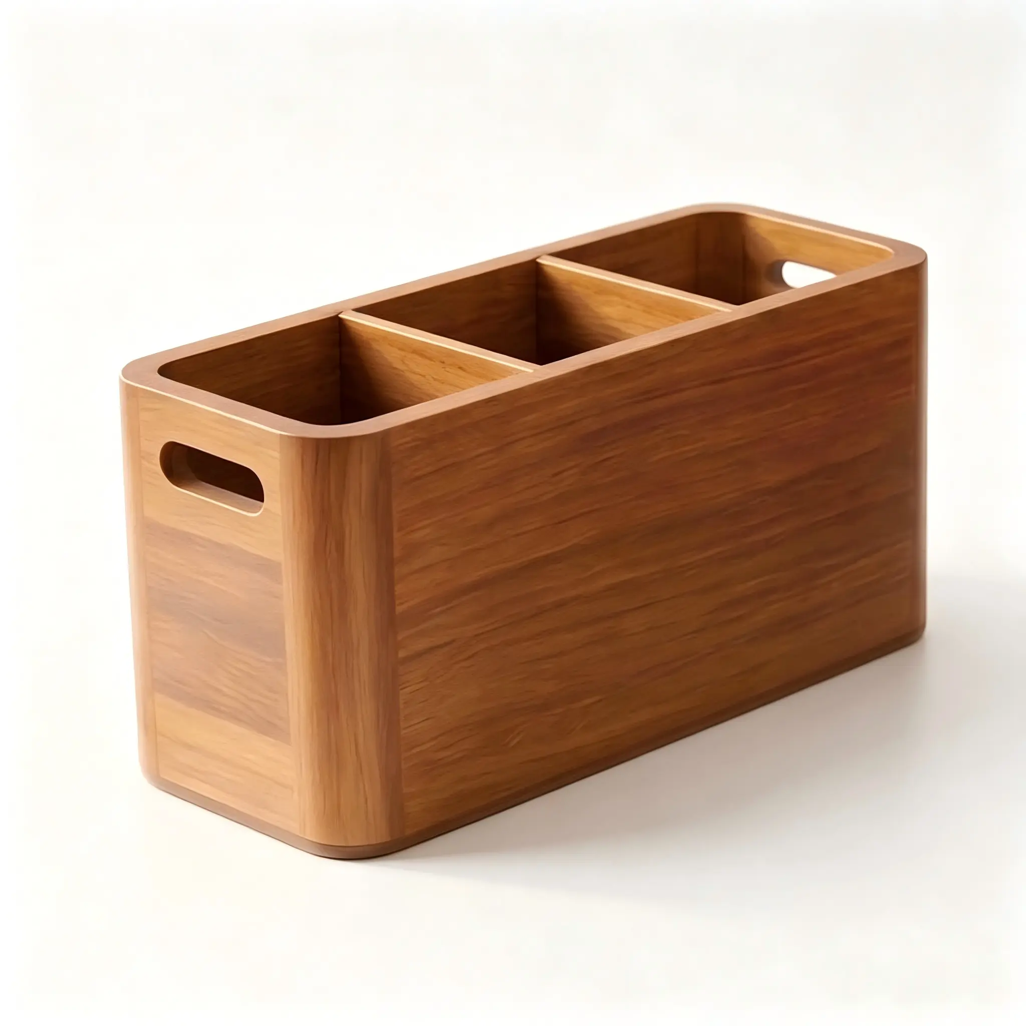 Kitchen Utensil Holder for Counter and Countertop, Acacia Utensil Organizer for Wooden Spoon Set, Large Drying Holder for Kitchen, 3-Compartment Storage for Cooking Utensils, Kitchen Decor