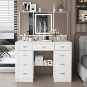 FUFU&GAGA 43.3-in White Makeup Vanity