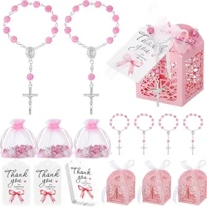 12set Baptism Favors Mini Rosary Cross, First Communion Christening Gifts, Baby Shower Easter Party Supplies, with Packaging