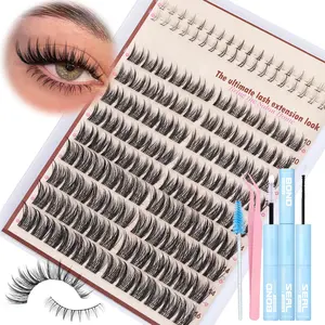 DIY Manga Lash Kit – Wispy Cluster Eyelashes with Lash Bond & Seal, Tweezers, Bottom Lashes | Spiky Lash Extension Set