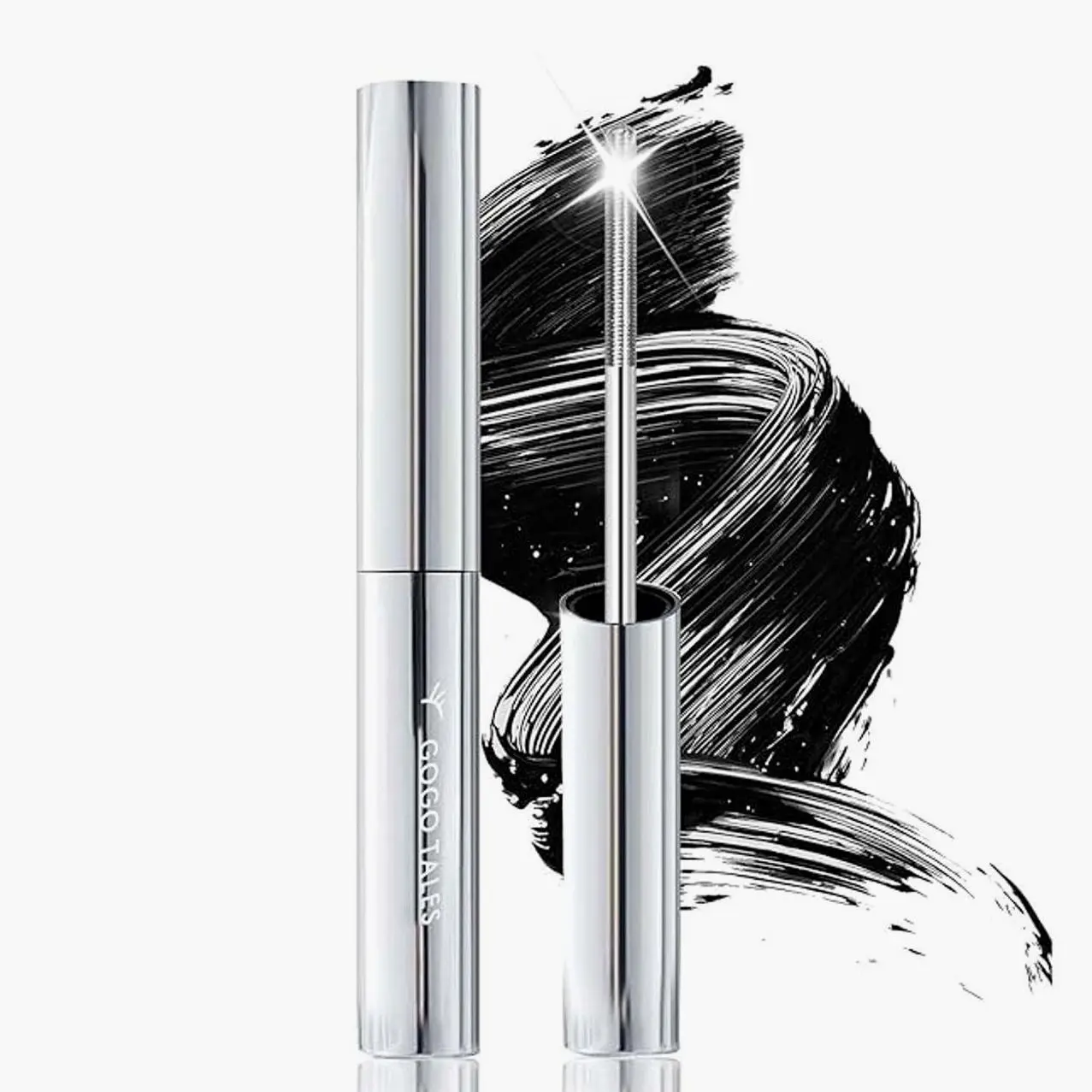 Black Washable Metal Mascara Wand, Waterproof Iron Wand Mascara, Natural Length Slim Volume Building Mascara, Long Lasting Smudge-Proof No Flaking Tint