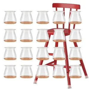 Clear Chair Leg Cover with Felt, 20pcs/set Non-slip Chair Leg Floor Protector, Silicone Chair Leg Floor Protector for Restaurant, Hotel, Cafes, Home