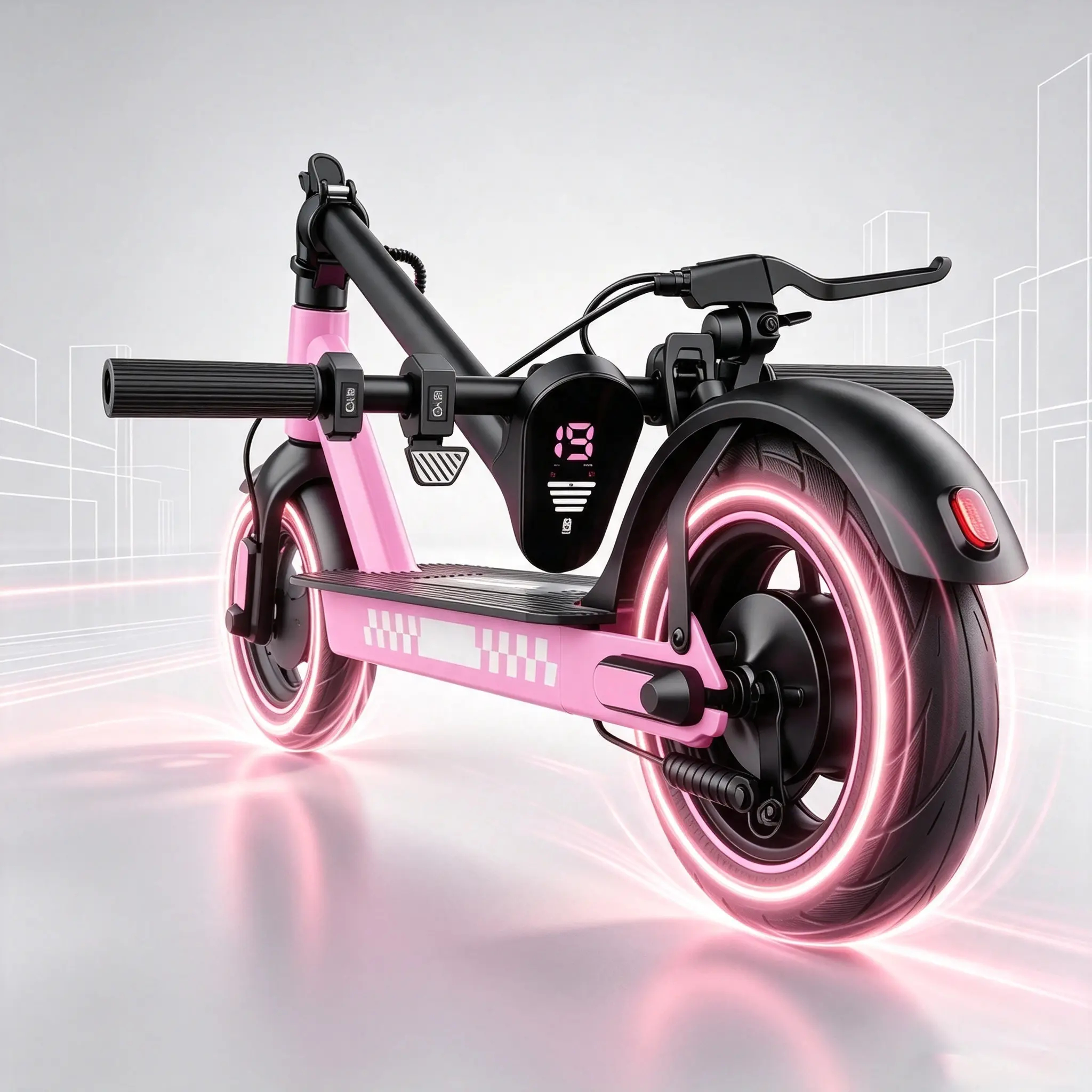 Modern Unisex Folding Electric Scooter - Compact Fold, 10-Inch Solid Tires, 350W Motor, 18Mi Range, 19MPH Speed, Smart APP Control, Dual Brake System, LED Lights, for Adult Outdoor Rides, Folding Scooter