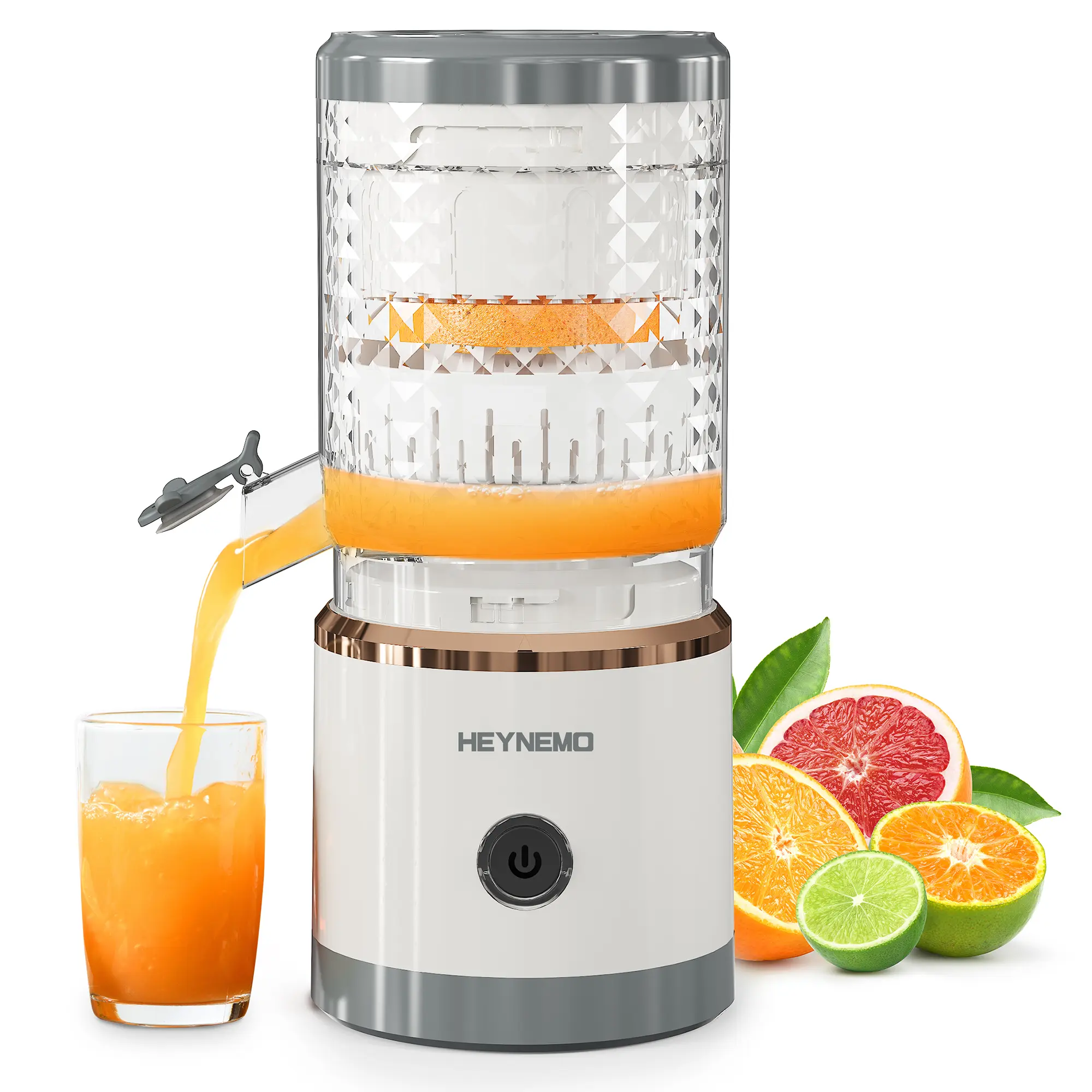 Sunvivi Electric Citrus Juicer - 90W DC Motor Automatic Squeezer with 15000 RPM High-Speed, Removable ABS/PP Parts, 10.0x5.1x4.3 in Lightweight Space-Saving Design, Ideal for Orange, Grapefruit, Easy to Clean with Included Brush, Grey