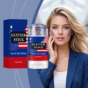 Glitter Stick for Face, Hair & Body, Red White Blue Sparkle Shimmer, Safe Non-Toxic Cosmetic Stick, Multi-Use Festival and Party Makeup, Easy to Apply, 16g