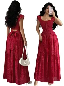 Women's halter neck floral square dress