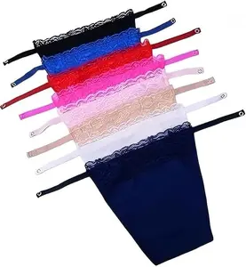 8 Pack Women's Lace Cami Clip-on Mock Camisole Modesty Panel for Low-Cut Casual Outfit Adjustable Breathable Fabric Bra Insert Overlay Modesty Panel Vest
