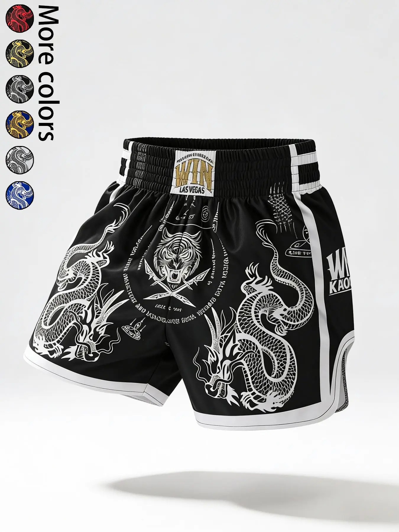 Men's Dragon Tiger Pattern Muay Thai Shorts, Y2K Vintage Las Vegas Style, Free Fighting Training Shorts, Quick-Dry Breathable Graphic Athletic Shorts, Mma Streetwear, Breathable Sport Shorts
