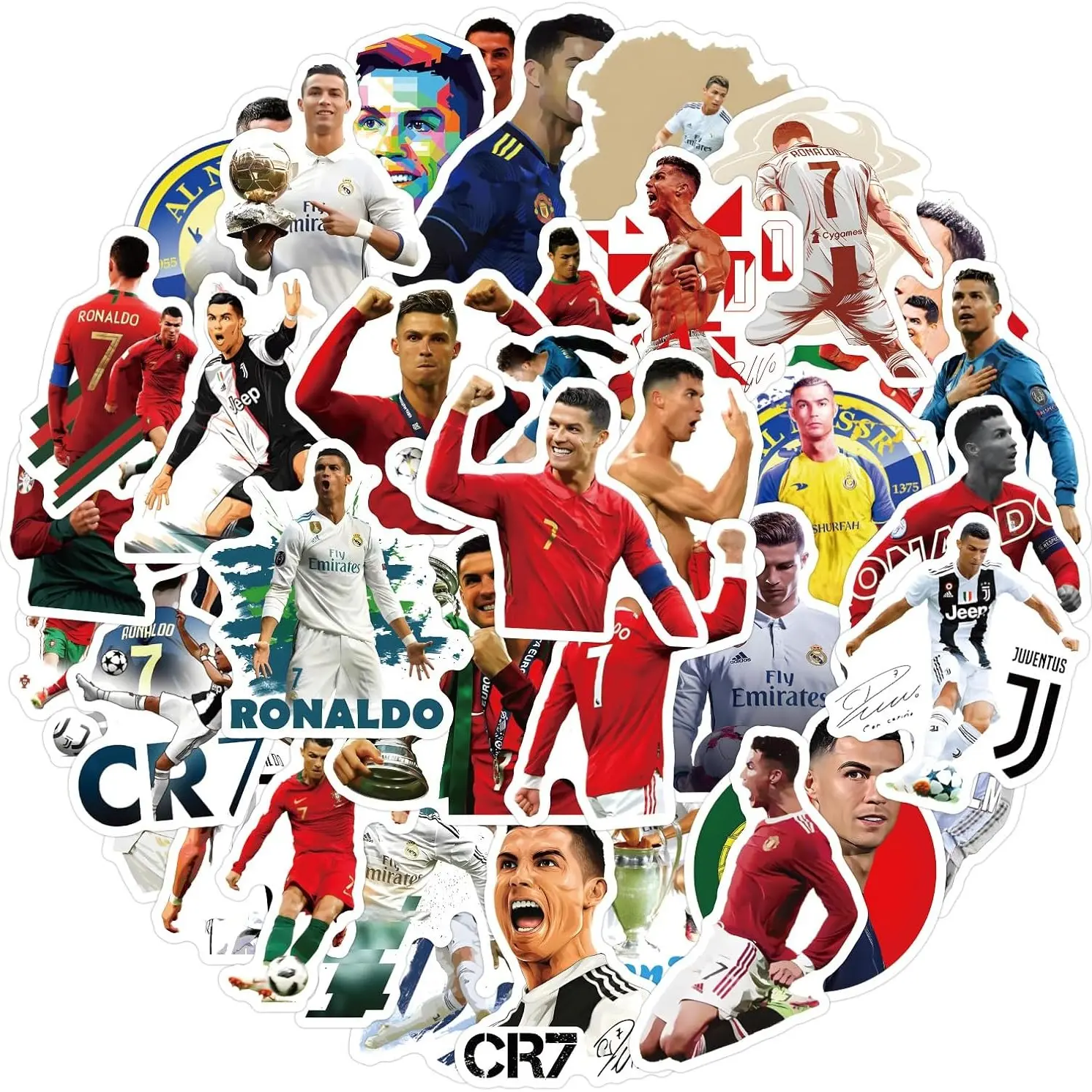 50pcs Cristiano Ronaldo Football Player Stickers, Vinyl Sports Stickers, Adhesive Stickers, Graphic Decal, Decorative Stickers, Soccer Star Water Bottle Decals, Sport Lover Gift, Party Decorations, Sticker Packs