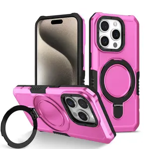 Phone Case with Ring Holder, Shockproof Phone Protective Cover, Phone Accessory Compatible with iPhone 16 15 14 13 12 11 Pro Max X XS XR, Casing