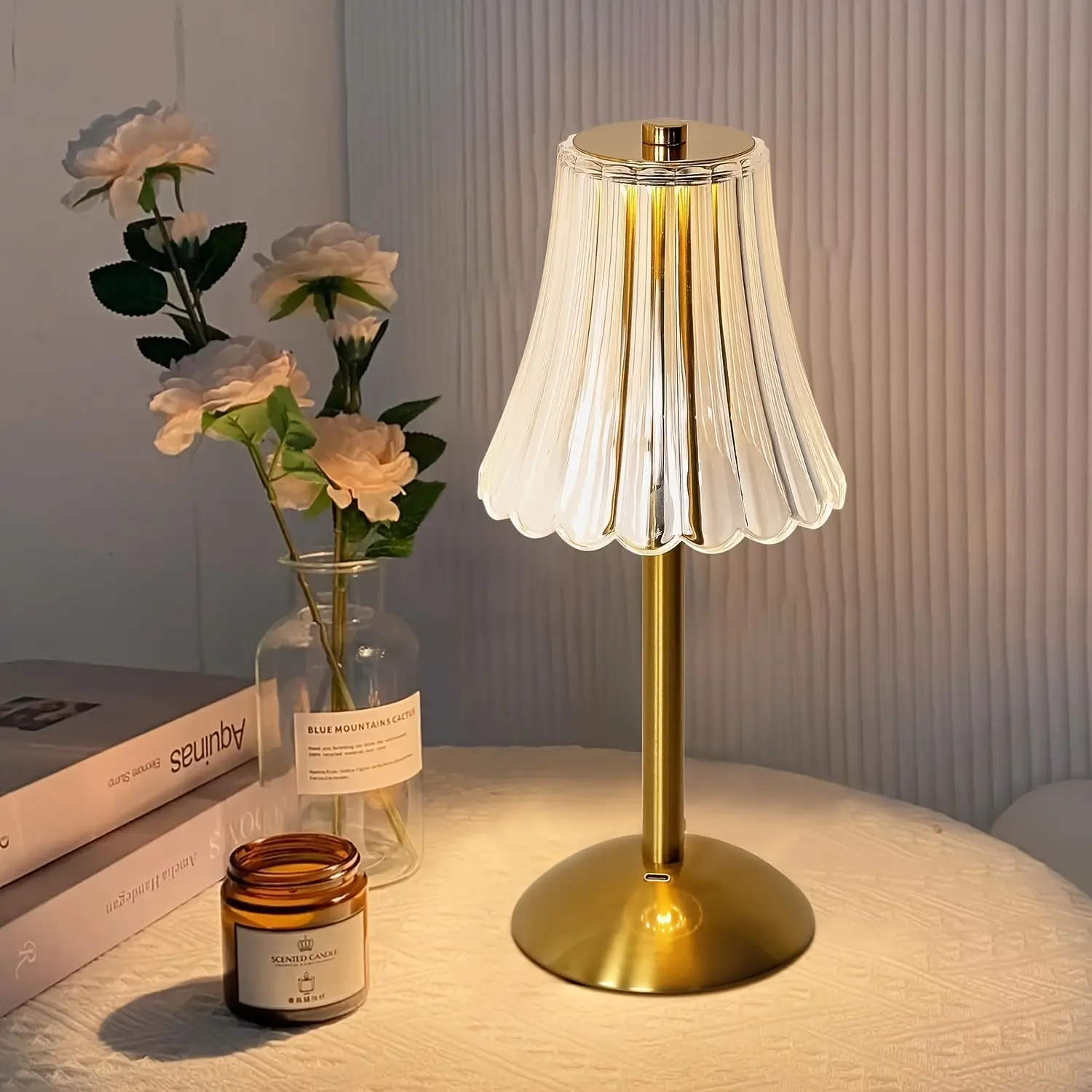 Cordless Table Lamp, 4500mAh Rechargeable Bathroom Lamp, 3 Color Temps Dimmable Touch Mood Light, Spa-Like Shower Light for Bedroom Inside Shower Bathtub Patio Bathroom Decor Relaxing Cozy Experience Dimmable Crystal LED Gold Touch Table Lamp