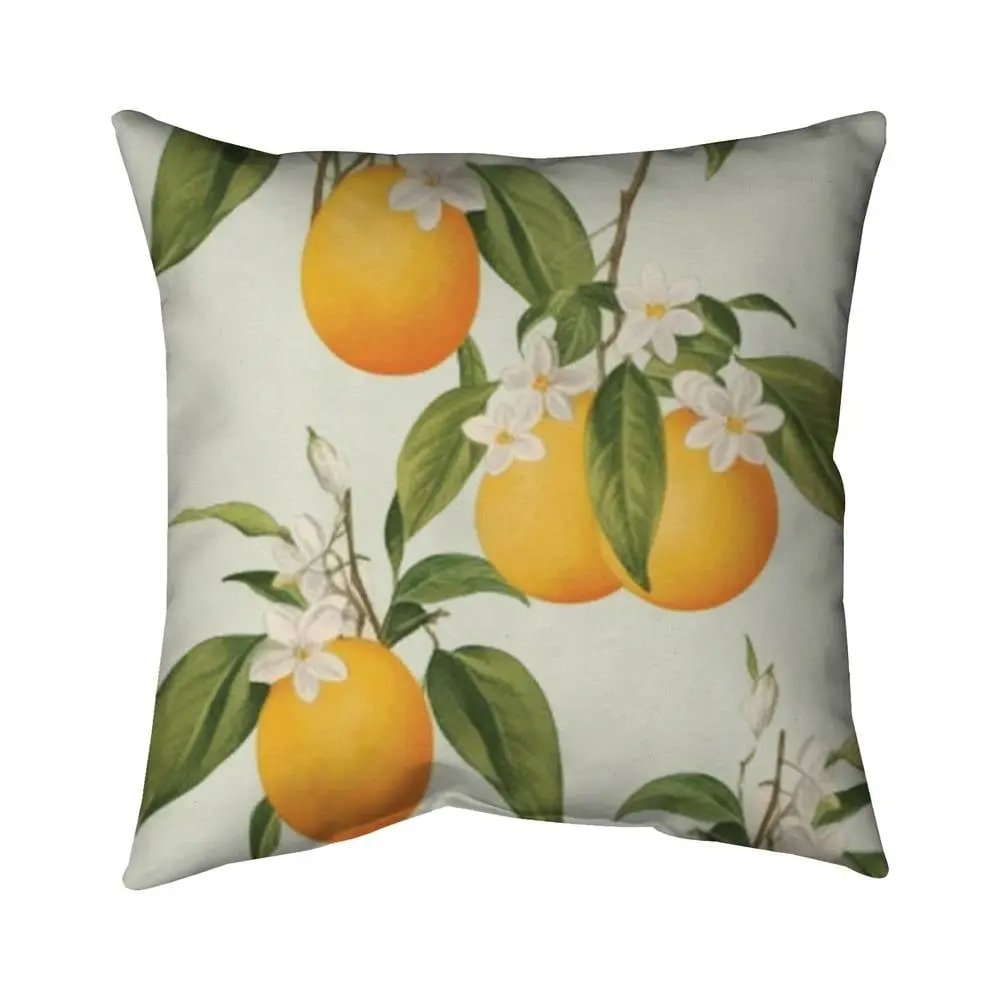 Begin Home Decor 5543-1616-FL392 16 x 16 in. Suspended Oranges Abstract Green Pillow - Bedroom Home Decor