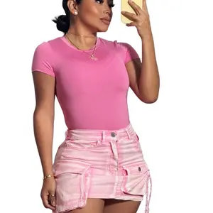 Daily Collection - Shortsleeve Bodysuit - Everyday Essential Casual Womenswear Minimalist Basic Crewneck Short Sleeve Top