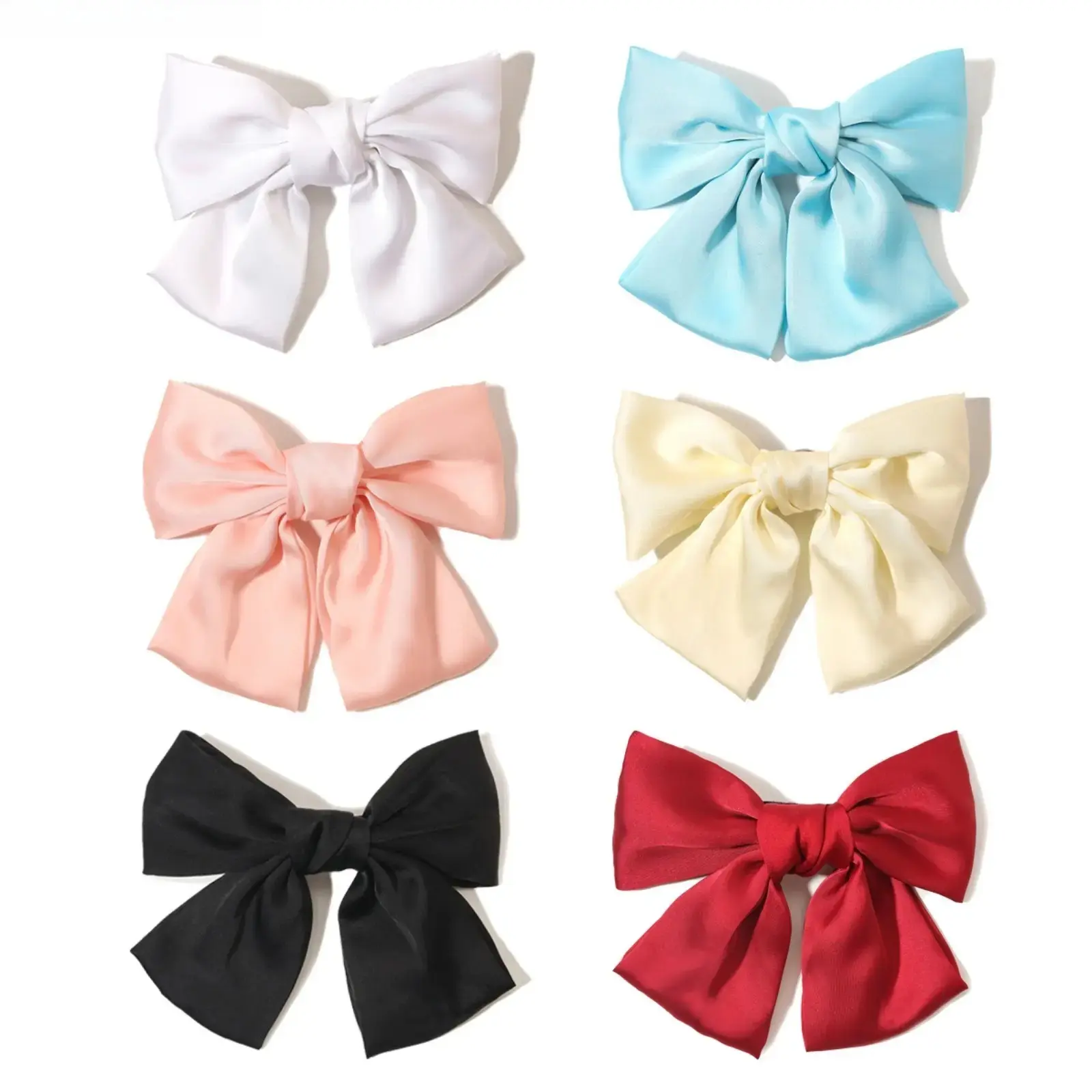 Summer Women Satin Bow Hair Clips Elegant Outdoor Hair Accessory