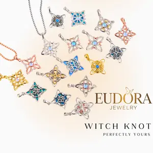 S925 Sterling Silver Witch Knot Necklace, Minimalist Nudo De Bruja Celtic Knot Pendant, Amuletos de Protección, Handcrafted Witchy Jewelry Gift