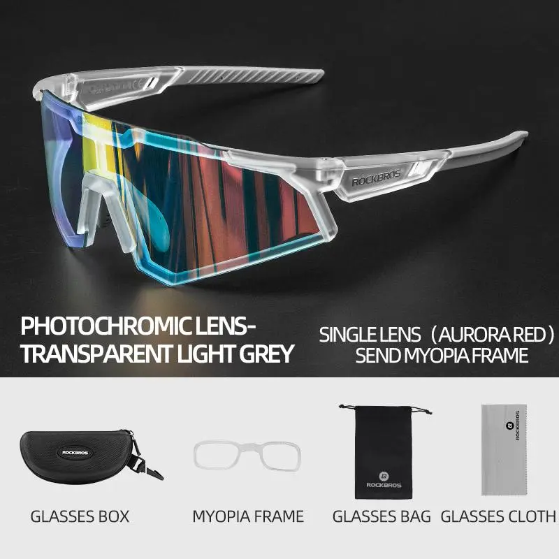 ROCKBROS Photochromic Polarized Biking Sunglasses - UV400 Windproof Dazzle Color Real Film Lenses, Bike Accessories, Protective Gear, Outdoor Sports Equipment for Cycling, Fishing, Men's Sunglasses, Polarized Lens Sports Eyewear, Hiking / Light Outdoor