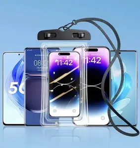 Floating Waterproof Phone Pouch with Airbag - IPX8 Waterproof Phone Case Dry Bag, Touch Sensitive 360 HD Clear Screen, Underwater Smartphone Protector with Lanyard for Swimming Beach Travel