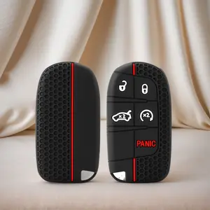 silicone Car Key Cover protector accessories for Jeep Grand Cherokee Compass Dodge Charger Chrysler rubber remote case holder Key Fob Protector Car Key Accessory