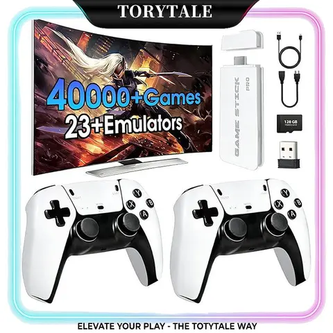 Retro Plug Play Wireless Gaming Console - 19 Emulators, 2 Wireless Controllers, No PS2/N64/Gamecube, HD Output, Built-in Games, Portable Plug Play Console, Cool Gadget - Mens Gifts for Adults & Teen Boys, Thanksgiving