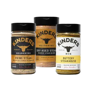 Kinder's Backyard Steakhouse Trio - Prime Steak with Black Garlic & Truffle, Dry-Aged Steak Seasoning, & Buttery Steakhouse Rub Set for Grilling Ribeyes, Roasts, or Burgers