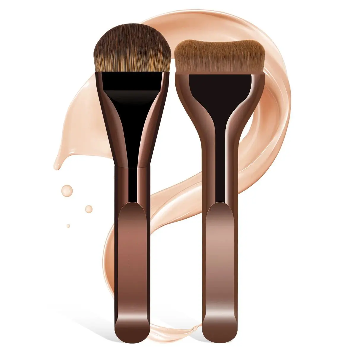2-pack Single Ultra-Thin Wide Tongue-Shaped Foundation Brush, Seamless Concealer, Small Pillow Flat Head Soft Hair Makeup Tool, Makeup Brushes, Soft Cosmetic Brushes