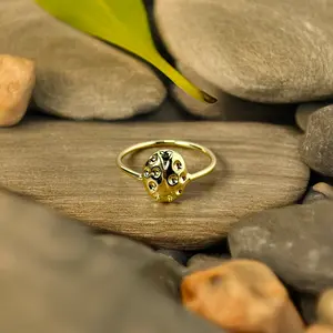 Gold Tone Ladybug Ring, Gift for Her, Nature Inspired Jewelry