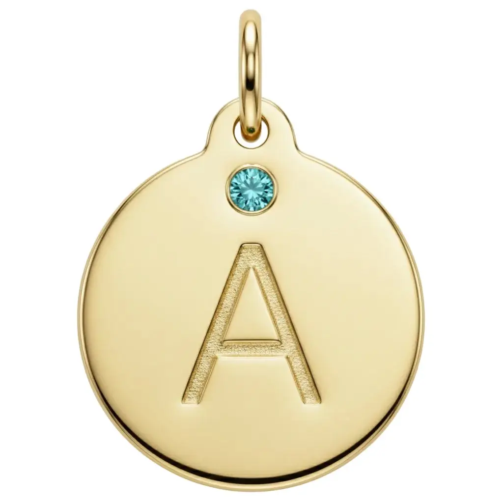 Alphabet Charm with Aquamarine