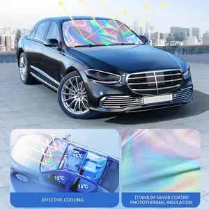 Sunshade car front windshield laser titanium color sunshade, iridescent car sunshade foldable sun screen shroud, blocks UV rays, car light sunshade, keeps car interior cool, fits most cars