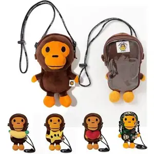 Baby Milo Monkey Crossbody Bag Camouflage Mini Shoulder Bag Cartoon Street Style Phone Bag Kids Casual Sling Bag