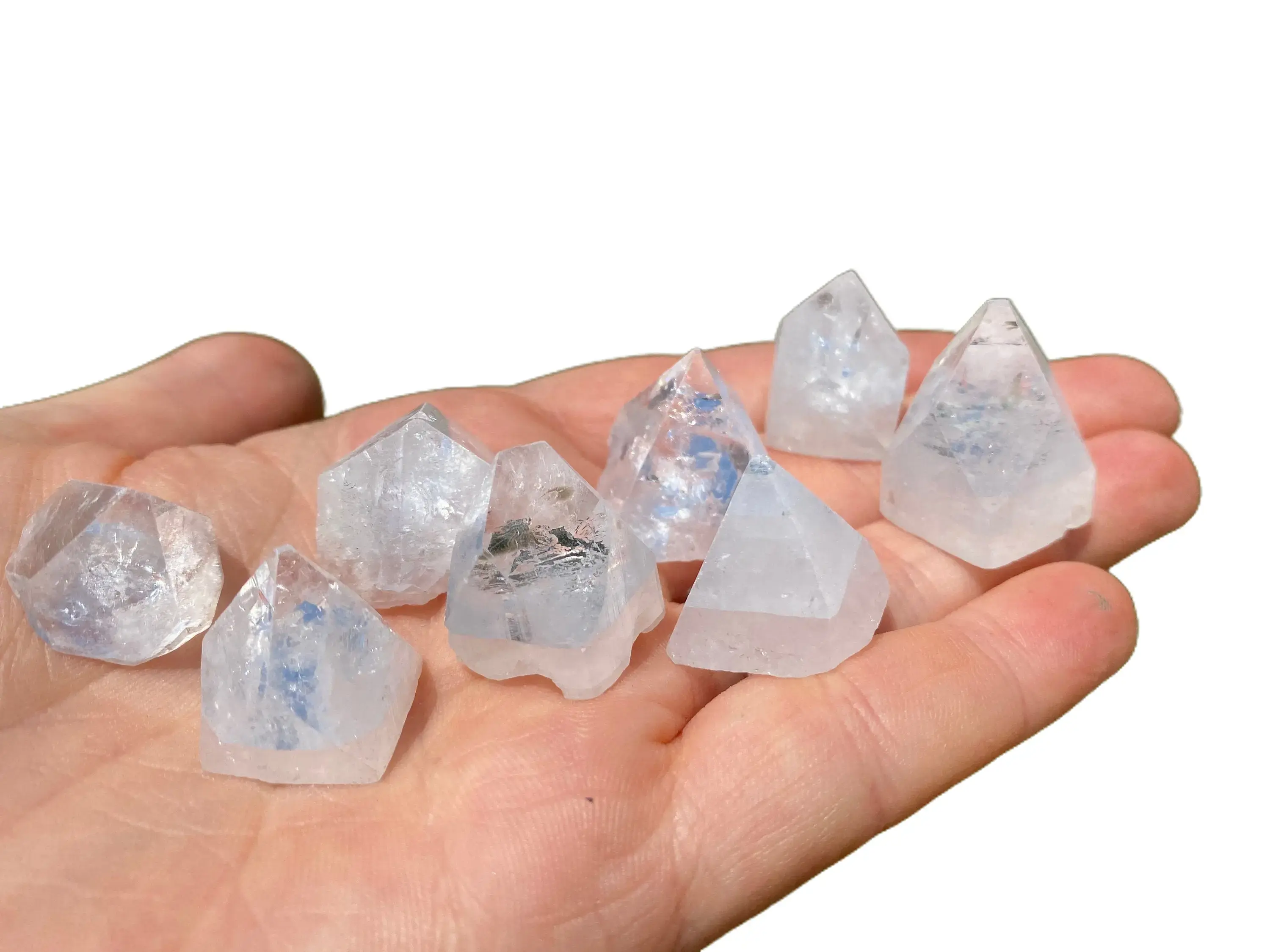 New Moon Beginnings Raw Apophyllite Crystal Point - Natural Mineral with Clear and Blue Accents, Handheld Sample