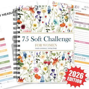 75 Soft Challenge Journal For Women, A5 Spiral 75-Day Habit Tracker Planner, Full-Color Daily Logs, Weekly Reviews, Meal, Water, Workout, Reading Tracker