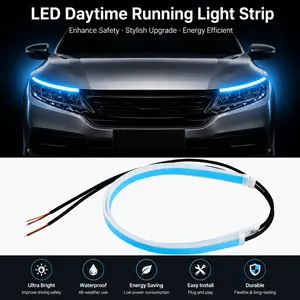 2-Pack RGB 30/45/60cm Flexible DRL LED Strip, Car Ambient Light, Dynamic Sequential Turn Signal Daytime Running Light, Easy Installation, Fits Sedans, SUVs, Pickups and Most Vehicle Models, Perfect for Car Exterior Dynamic Modification.