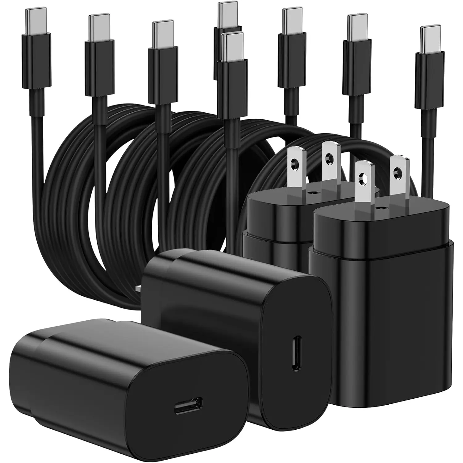 4Pack 25W Super Fast Charger Block , USB Type C Wall Charger with 6Ft USB C Charger Cable for Galaxy S24 Ultra/S24/S24+/S23 Ultra/S23/S22 Ultra/S22/S21 Ultra/S20 Ultra/Note 20