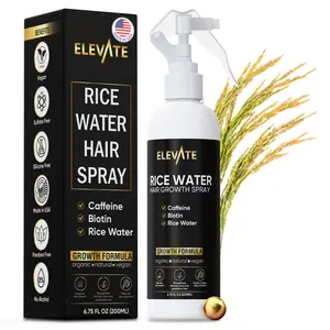 Elevate Rice Water Hair Growth Spray - Biotin, Caffeine & Aloe Vera - Vegan, Non-Greasy Leave-In Mist for Thicker, Longer, Softer Hair - 6.75 FL OZ Strengthening Hair Thickening Regrowth Formula