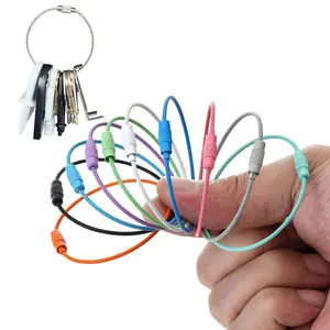 20pcs Colored Stainless Steel Wire Keychains, Multi-Use Cable Key Rings, Loop Lock Tags for Luggage, Keys & Crafts