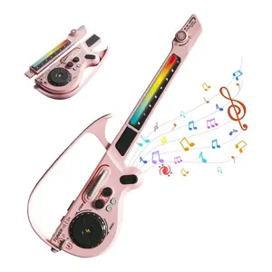 Electronic Guitar Stringless with Dj Turntable Bluetooth-compatible Light Effects, Multifunction Musical Instrument Toy for Kids Ages 3-12, Birthday Gift