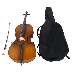 4/4 Acoustic Cello Set with Case Bow Rosin Full Size Maple Top Basswood Neck for Adults Soft Carrying Bag Premium Materials Ideal for All Levels