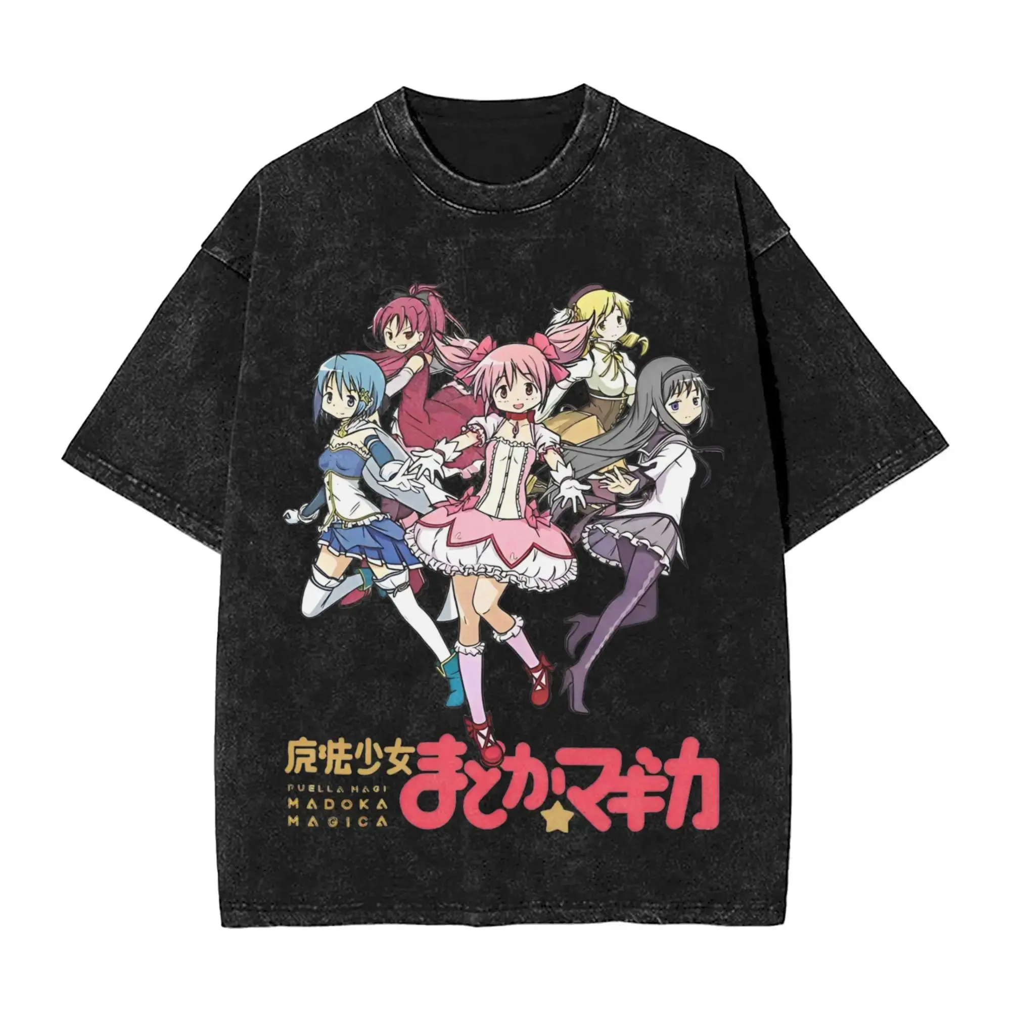 Men's Short-Sleeve Cotton T-Shirt, Vintage Style Funny Japanese Anime Graphic, Distressed Oversized Fit for Casual Streetwear, Everyday, Sportswear
