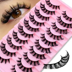 10 Pairs False Eyelashes, Dense Natural Look, DIY Lash Extension, Easy Wear, Perfect for Beginners, Daily Date, Party, Non-Toxic