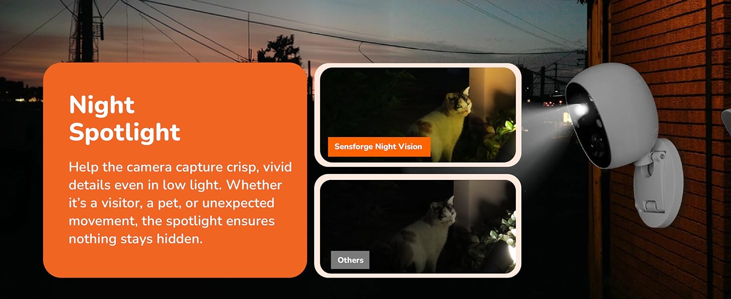 SensForge 2.5K Security Camera, Dual-Band WiFi, Free AI Human & Pet Detection, 2-Day Cloud + 32GB SD Storage, Spotlight Color Night Vision, Magnetic Mount, Optional AI + Storage Upgrade  Monitoring Safety Protective