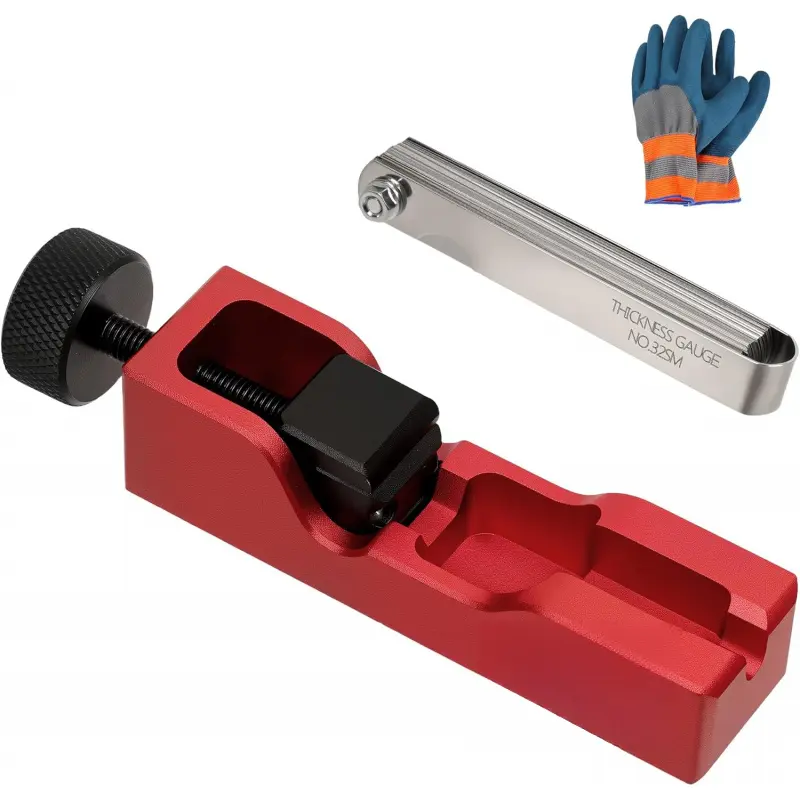 Precision Spark Plug Gap Tool with 32-Blade Steel Feeler Gauge, Gloves-Compatible Car Repair Tool for Multi-Size Thread Spark Plugs (10mm,12mm,14mm,16mm), Red