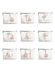 Style 26-letter Cosmetic Bag with Surname Initial Print, Waterproof Cosmetic Bag, Portable Travel Toiletry Bag