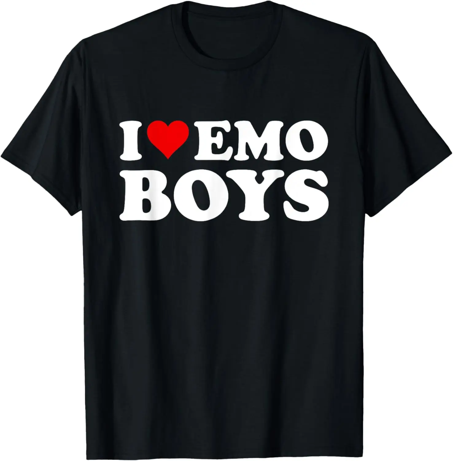 Men's Soft Cotton Short-Sleeve Round Neck T-Shirt - Adult Size Casual Streetwear Tops, "I Love Emo Boys" Graphic Summer Tee, Fashion Gift